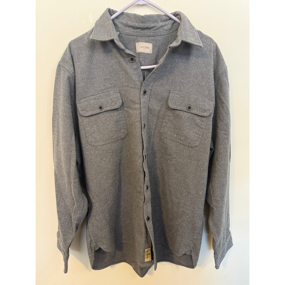 Jachs Flannel Shirt Mens XL Grey Excellent Long Sleeve Button Down Pockets
